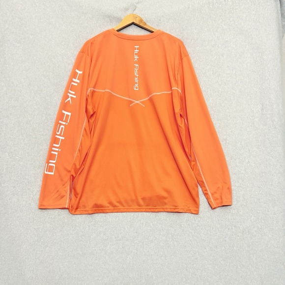 HUK Shirt Mens 2XL Vented Icon X Lightweight Camp Fish Performance Orange - Picture 2 of 7